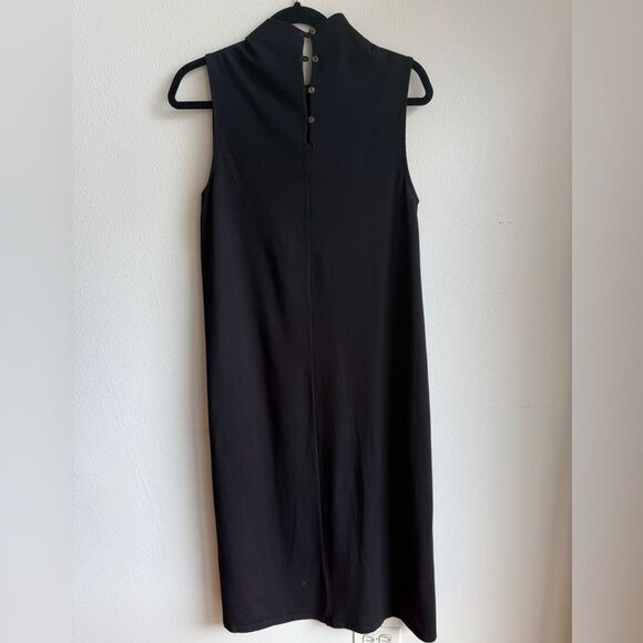 Velvet by Graham & Spencer Black Mock Neck Midi Dress, Anthropologie 100% Cotton - Picture 5 of 12